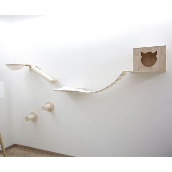 Kerbl Mur d'escalade pour chats Andes 52x40x32 cm Naturel et blanc