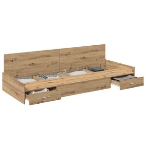 vidaXL Cadre de lit Ch&ecirc;ne artisanal 100 x 200 cm Bois d'ing&eacute;nierie