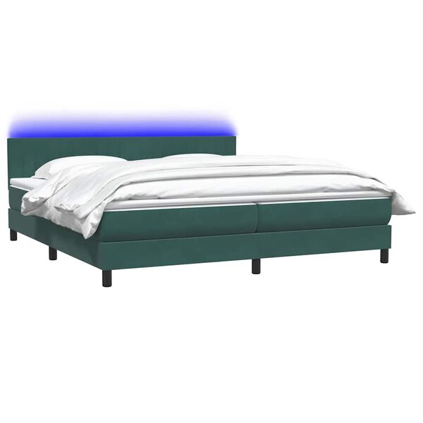 vidaXL Sommier &agrave; lattes de lit et matelas et LED vert fonc&eacute; 200x210cm velours