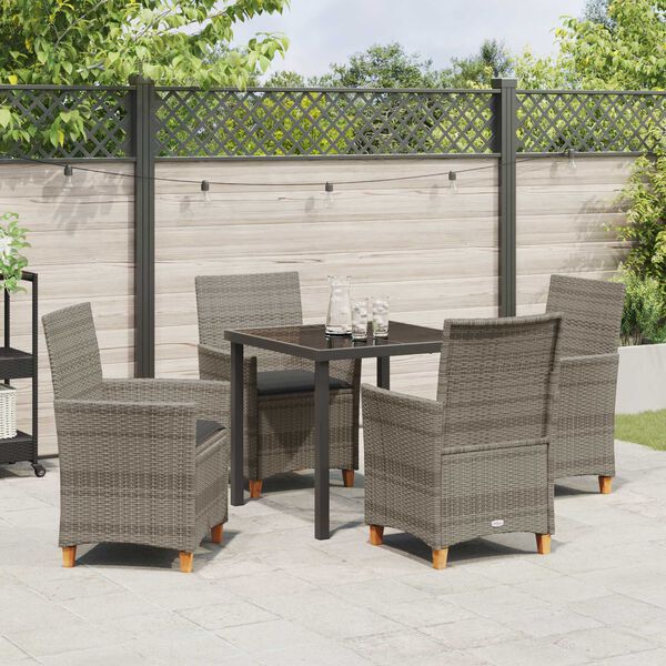vidaXL Ensemble de salle &agrave; manger pour jardin 5 pcs Gris polyrotin