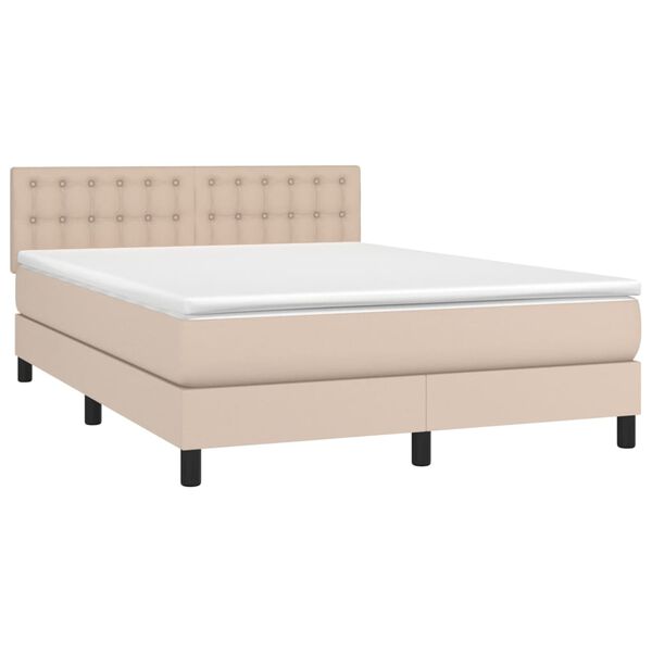 vidaXL Sommier à lattes de lit avec matelas LED Cappuccino 140x200 cm