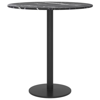 vidaXL Dessus de table noir Ø40x0,8cm verre trempé avec design marbre