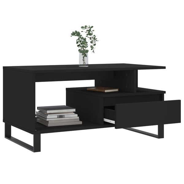vidaXL Table basse Noir 90x49x45 cm Bois d'ingénierie