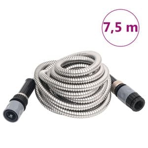 vidaXL Tuyau d'arrosage buse de pulv&eacute;risation argent&eacute; 0,6" 7,5 m inox
