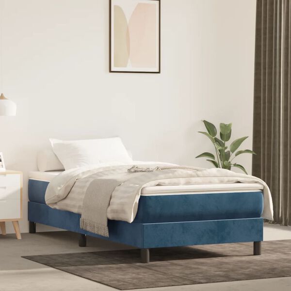 vidaXL Sommier &agrave; lattes de lit avec matelas Bleu fonc&eacute; 90x190 cm