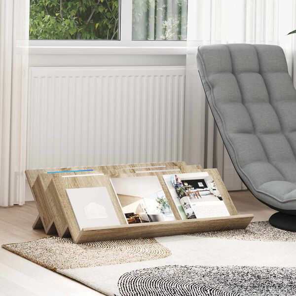 vidaXL &Eacute;tag&egrave;re &agrave; magazines avec &eacute;tag&egrave;re Ch&ecirc;ne Sonoma 90 x 53 x 28,5 cm