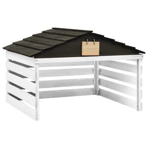 vidaXL Garage de tondeuse &agrave; gazon Noir et blanc 78x74x54 cm Sapin