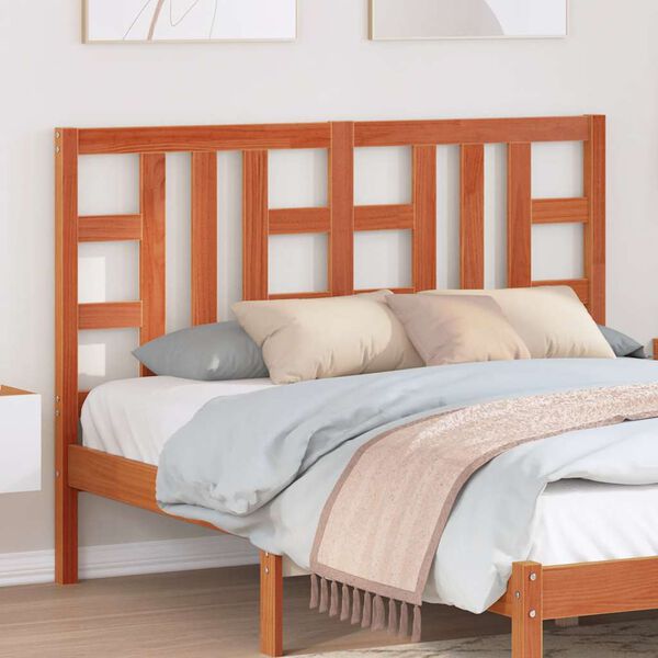 vidaXL T&ecirc;te de lit cire marron 135 cm bois massif de pin
