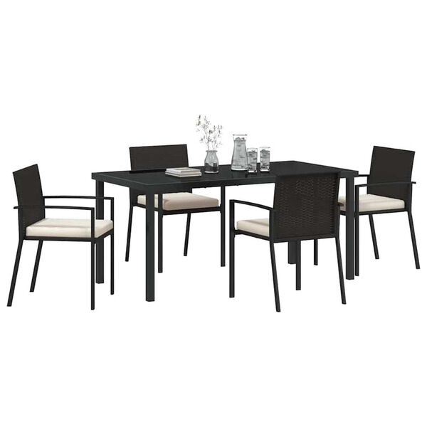 vidaXL Ensemble de salle &agrave; manger pour jardin 5 pcs Noir