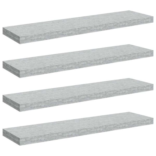 vidaXL &Eacute;tag&egrave;res murales flottantes 4 pcs Gris b&eacute;ton 90x23,5x3,8cm MDF