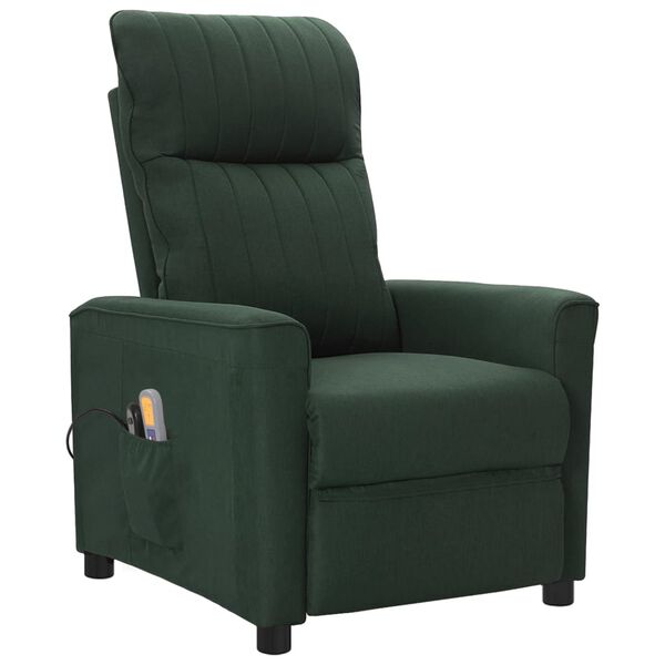 vidaXL Fauteuil &eacute;lectrique de massage Vert fonc&eacute; Tissu