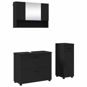 vidaXL Ensemble de mobilier de salle de bain 3 pc Noir