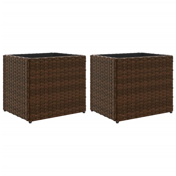 vidaXL Jardini&egrave;res 2 pcs marron 36x30x32 cm r&eacute;sine tress&eacute;e