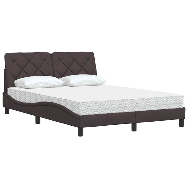 vidaXL Lit avec matelas marron fonc&eacute; 140x200 cm tissu