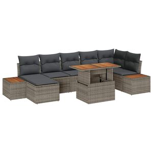 vidaXL Ensemble de canap&eacute; de jardin 8 pc Gris Poly rotin