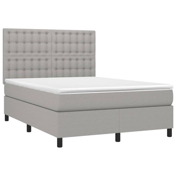 vidaXL Sommier &agrave; lattes de lit avec matelas Gris clair 140x200cm Tissu