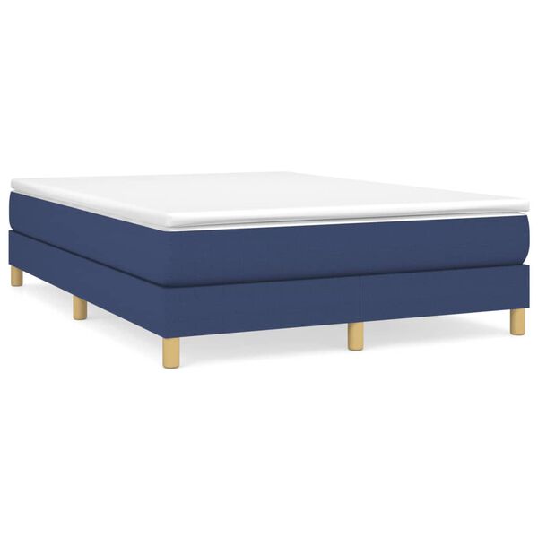 vidaXL Sommier &agrave; lattes de lit avec matelas Bleu 140x200 cm Tissu