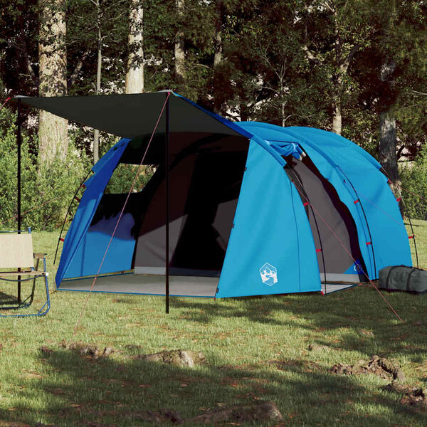 vidaXL Tente de camping tunnel 4 personnes bleu imperm&eacute;able