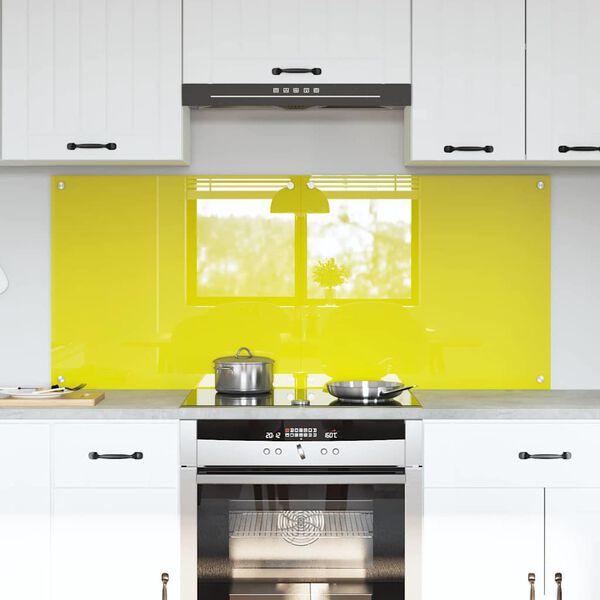 vidaXL Protection de cuisine 2 pcs Jaune 70 x 60 cm verre trempé