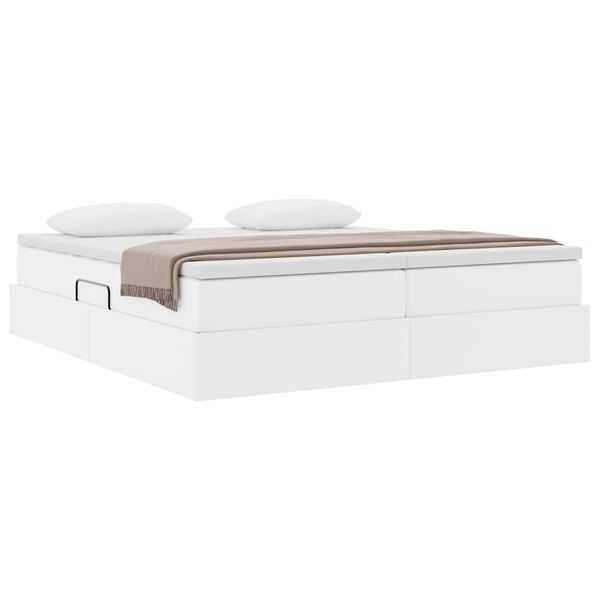 vidaXL Lit avec rangement et matelas avec matelas Blanc 180 x 200 cm