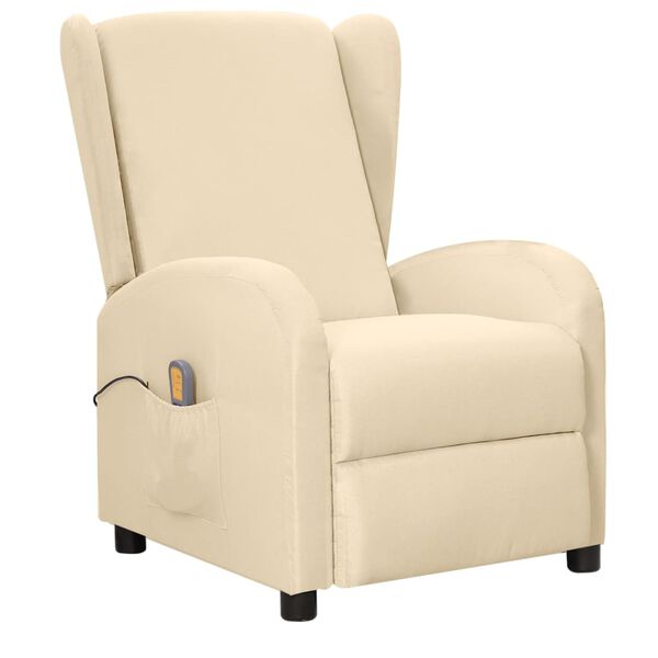 vidaXL Fauteuil de massage Crème Tissu