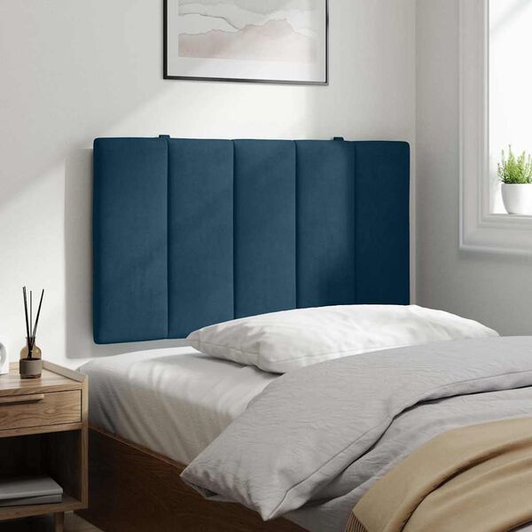 vidaXL Coussin de t&ecirc;te de lit Hanko bleu 80 cm velours