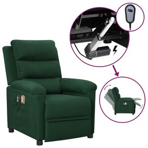 vidaXL Fauteuil &eacute;lectrique de massage Vert fonc&eacute; Tissu