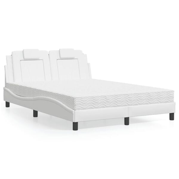 vidaXL Lit Viana avec matelas blanc 140x190 cm similicuir