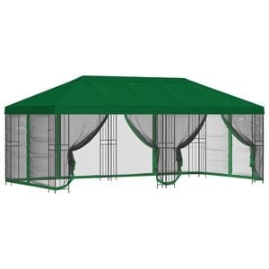 vidaXL Gazebo avec murs lat&eacute;raux 6 x 3 m Vert Polyester et Acier