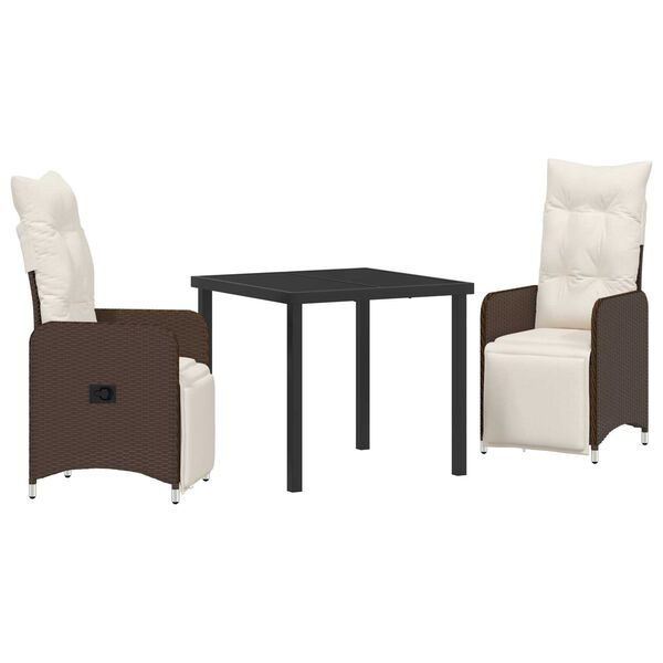 vidaXL Ensemble de salle &agrave; manger pour jardin 3 pcs Marron Poly rotin