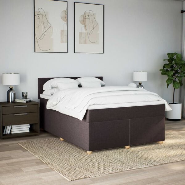 vidaXL Sommier &agrave; lattes de lit avec matelas Marron fonc&eacute; 160x200 cm
