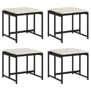 vidaXL Tabourets de jardin avec coussins lot de 4 noir r&eacute;sine tress&eacute;e