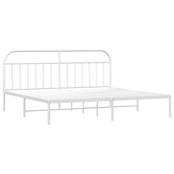 vidaXL Cadre de lit m&eacute;tal sans matelas et t&ecirc;te de lit blanc 200x200 cm