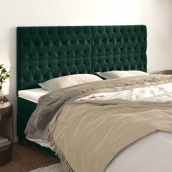 vidaXL T&ecirc;te de lit Vert fonc&eacute; 180x7x118/128 cm Velours
