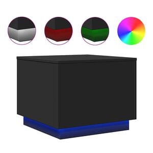 vidaXL Table basse avec lumi&egrave;res LED noir 50x50x40 cm