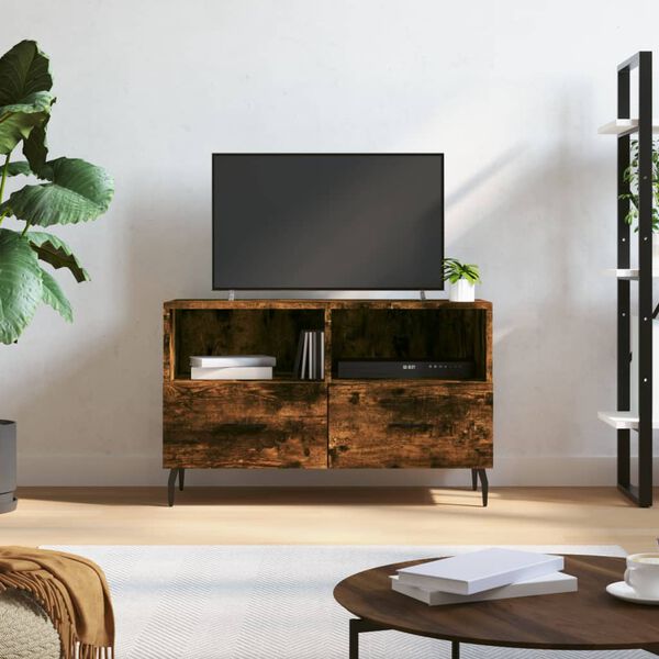 vidaXL Meuble TV Ch&ecirc;ne fum&eacute; 80x36x50 cm Bois d'ing&eacute;nierie