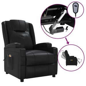 vidaXL Fauteuil &eacute;lectrique de massage Noir Similicuir