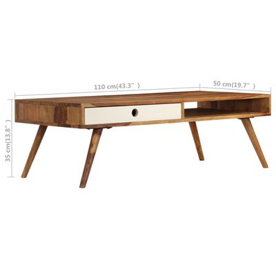 vidaXL Table basse 110 x 50 x 35 cm Bois de Sesham massif