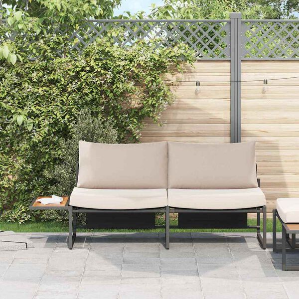 vidaXL Canapé de jardin avec coussin Marron 200.5 x 70 x 85.5 cm Métal