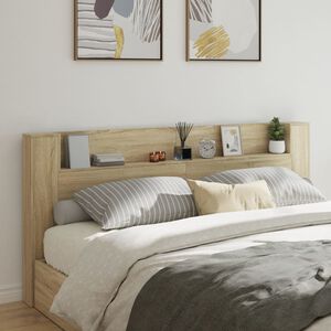 vidaXL Armoire t&ecirc;te de lit avec LED ch&ecirc;ne sonoma 220x16,5x103,5 cm