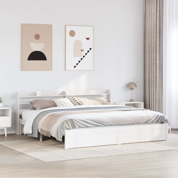 vidaXL Cadre de lit avec tête de lit sans matelas blanc 200x200 cm