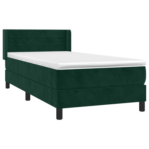 vidaXL Sommier &agrave; lattes de lit avec matelas Vert fonc&eacute; 90x190 cm