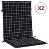 vidaXL Coussins de chaise &agrave; dossier bas lot de 2 noir &agrave; carreaux tissu