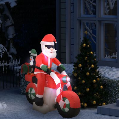 vidaXL Père Noël gonflable sur moto LED IP44 160 cm