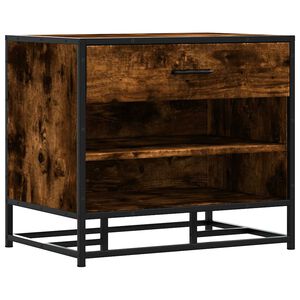 vidaXL Banc &agrave; chaussures ch&ecirc;ne fum&eacute; bois d'ing&eacute;nierie et m&eacute;tal