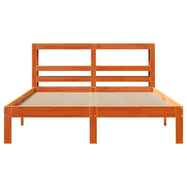 vidaXL Cadre de lit sans matelas cire marron 135x190cm bois pin massif