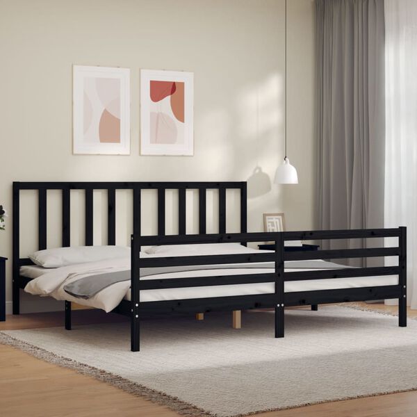 vidaXL Cadre de lit sans matelas noir 200x200 cm bois massif de pin