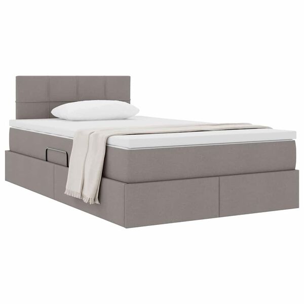 vidaXL Lit avec rangement et matelas avec matelas Taupe 120 x 200 cm