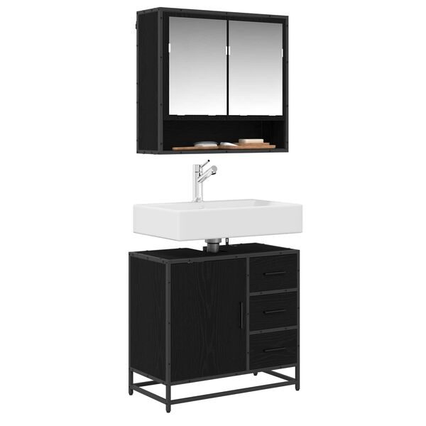 vidaXL Ensemble de mobilier de salle de bain 2 pcs Ch&ecirc;ne noir