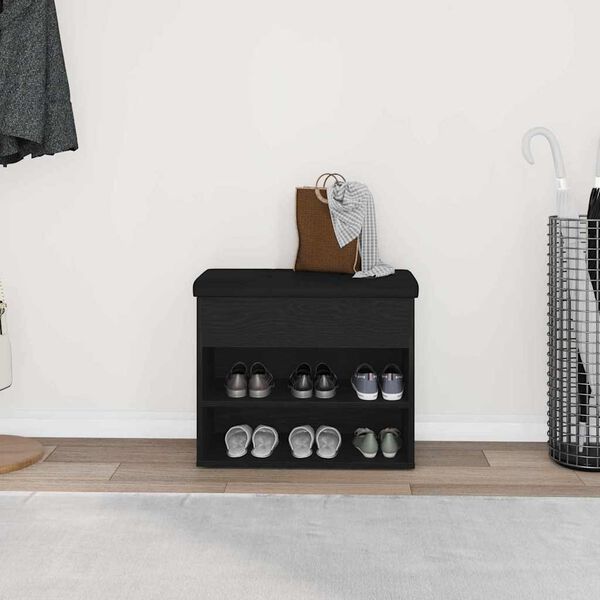 vidaXL Banc de rangement Ch&ecirc;ne noir 62 x 32 x 50 cm Bois d'ing&eacute;nierie